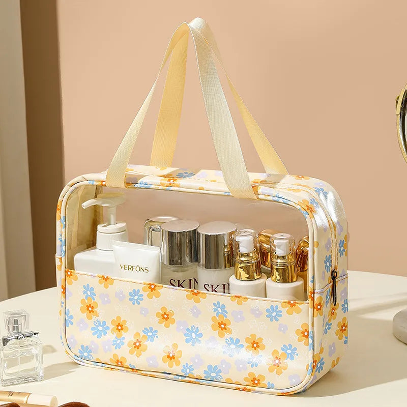 cute pastoral solid color pu leather makeup bags