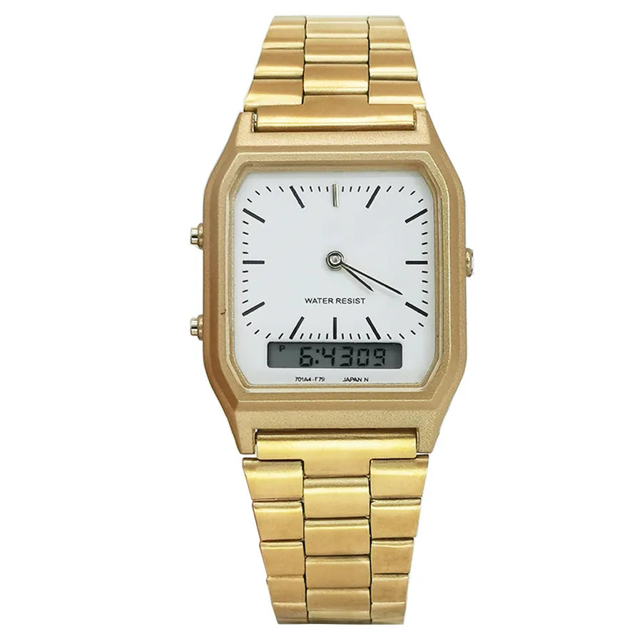 Non-woven AQ230W electronic watch classic retro steel belt small gold watch wholesale watch waterproof men's alloy
