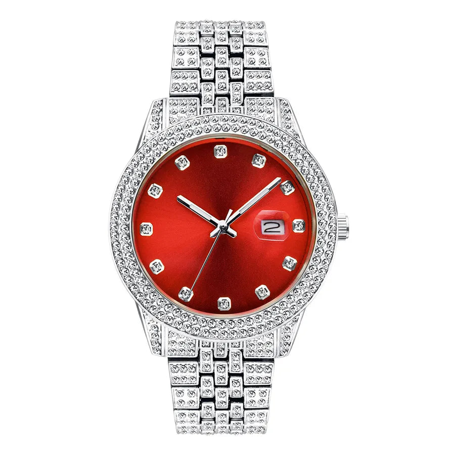 Casual Retro Color Block Butterfly Double Snap Quartz Watch Men's Watches