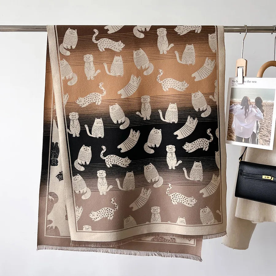 Unisex Cute Basic Cat Polyester Scarf