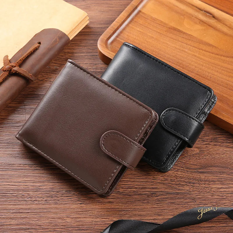 Men's Solid Color Pu Leather Open Small Wallets
