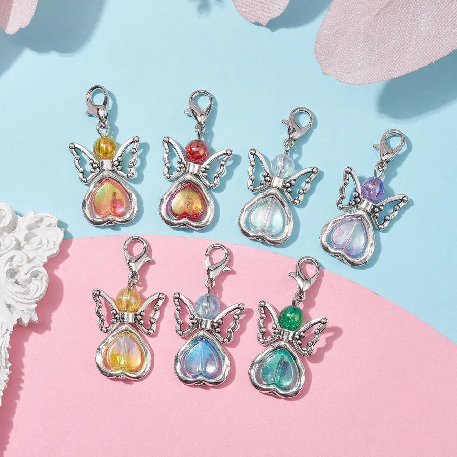 Cute Sweet Simple Style Angel Butterfly Alloy Glass Bag Pendant Keychain
