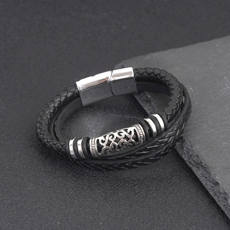 Simple Style Geometric Pu Leather Alloy Leather Men's Bangle
