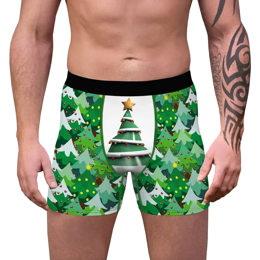 A generation of bow tie Christmas digital printing men's stretch comfortable breathable underwear gift popular boxers