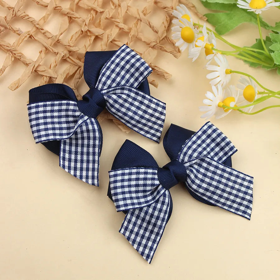 New British Academy Style Ins Pair of Fresh Plaid Bow Hairpin Handmade Hair for Girls