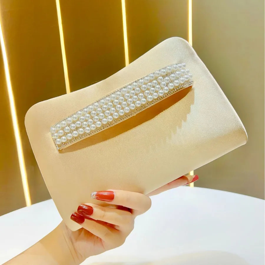 Elegant Evening Clutch Bag For Women Fashionable Square Handbag Stylish Polyester Handheld Bag Match Evening Gown Bag