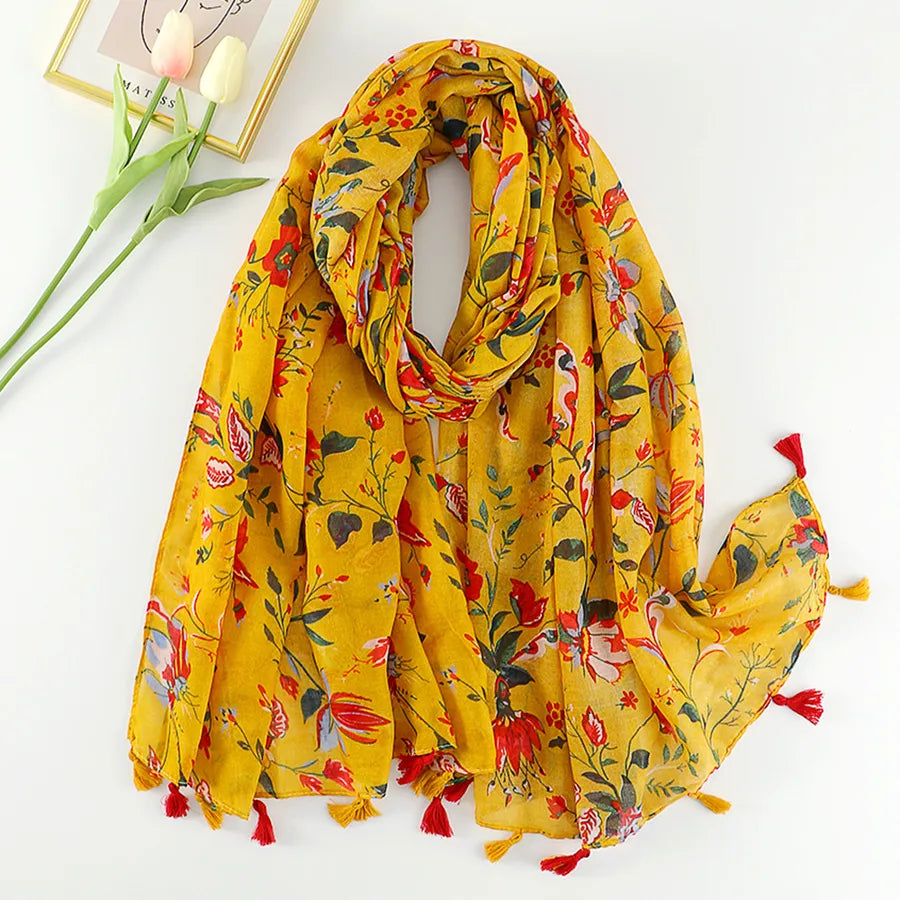 Women's Sweet Color Block Polyester Printing Scarf