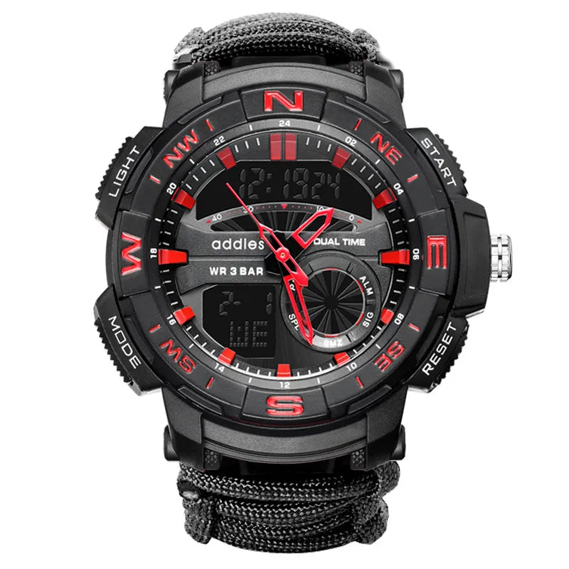 Edison luminous multifunctional compass watch outdoor mountaineering whistle Flint waterproof electronic men's watch wholesale