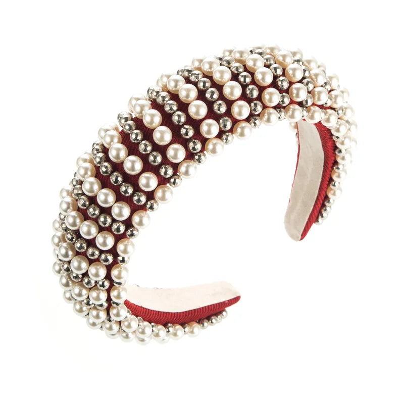fashion thick sponge pearl headband female online influencer retro headband high skull top hair accessories