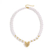 Elegant Lady Heart Shape 18K Gold Plated Zircon Artificial Pearl Copper Beaded Chain Beaded Necklaces Wholesale