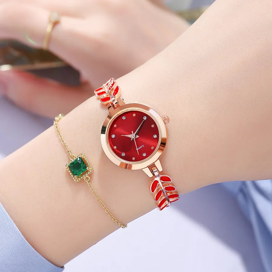 Elegant Leaves Jewelry Buckle Quartz Women's Watches