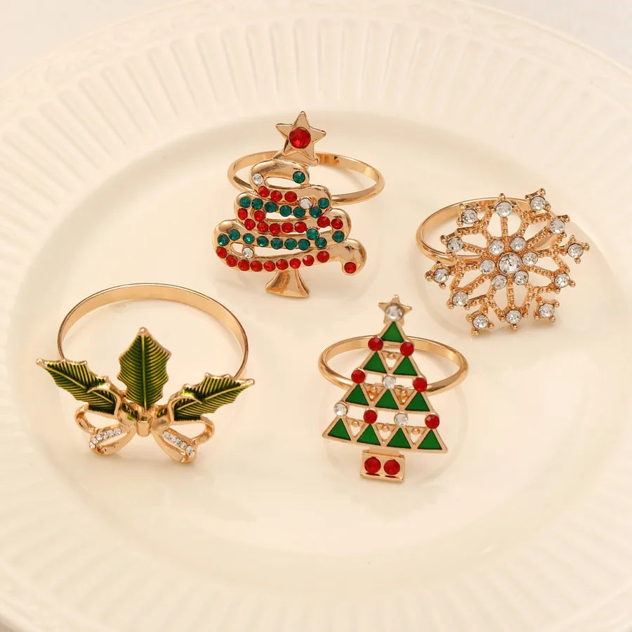 Christmas Casual Elegant Glam Christmas Tree Alloy napkin rings 1 Piece