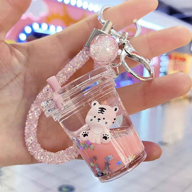 cute tiger arylic unisex bag pendant keychain