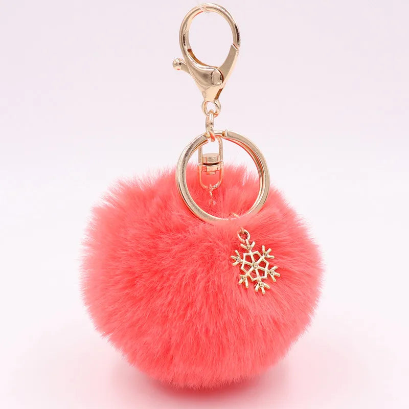 fashion snowflake alloy plush unisex bag pendant keychain 1 piece