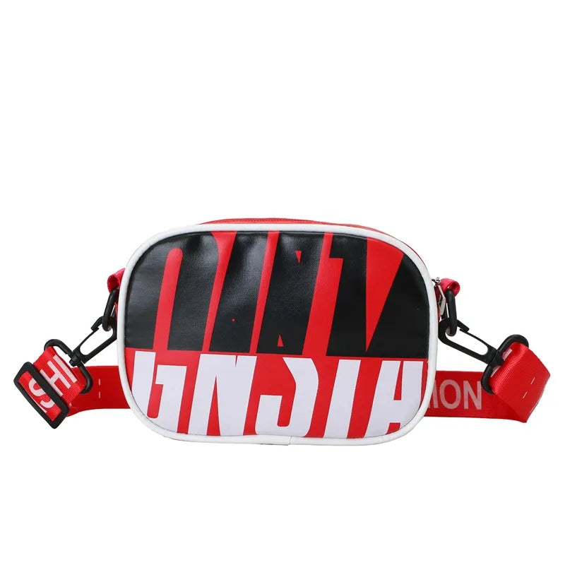 Boy'S Pu Leather Vocabulary Words/Name Streetwear Square Zipper Fanny Pack
