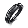 Simple Style Geometric 304 Stainless Steel Pu Leather Men's Bracelets Men Cord & Leather Bracelets