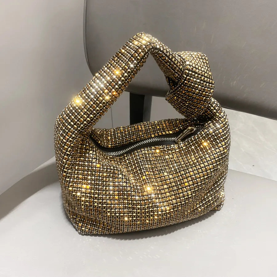 Women's Arylic Rhinestone Solid Color Streetwear Square Zipper Underarm Bag