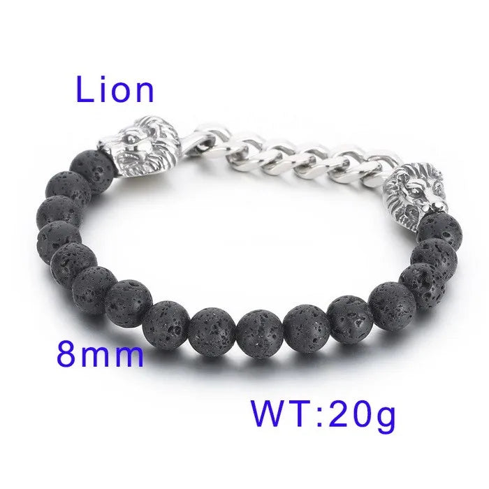 simple style animal round stainless steel turquoise tiger eye plating 18k gold plated unisex bracelets