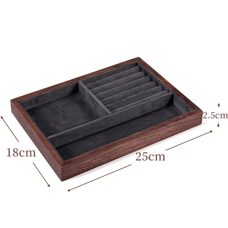 Walnut High-End Jewelry Display Tray Ring Showcase Jewelry Props Accessory Display Plate Luxury Sensation Wooden Tray