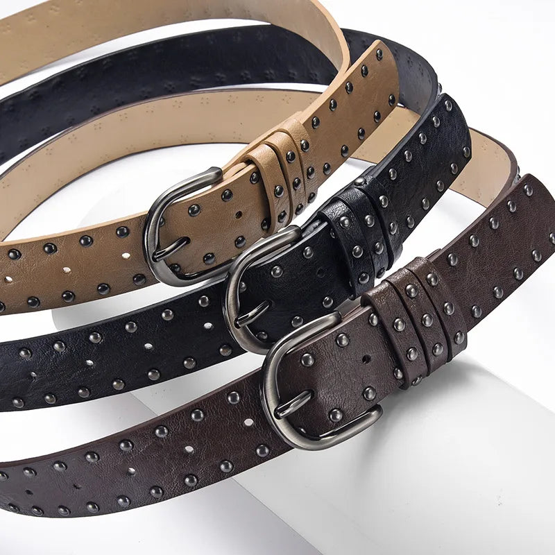 Casual Elegant Lady Solid Color Imitation Leather Alloy Plating Unisex Leather Belts
