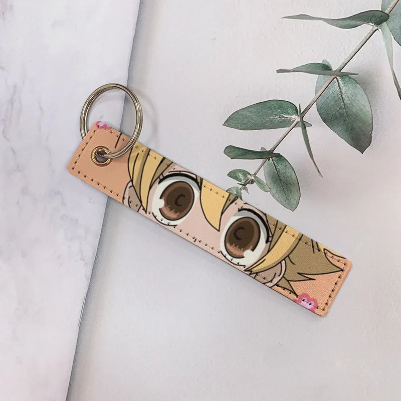 cartoon style cartoon pu leather printing bag pendant keychain