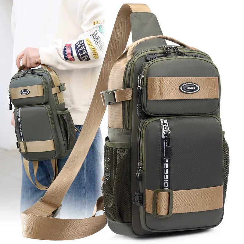 Men's Color Block Oxford Cloth Zipper Fanny Pack