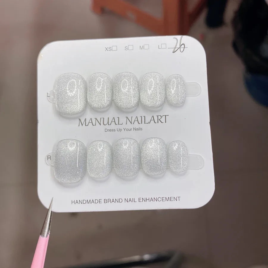 Handmade Wearable Nail Art Phototherapy Finished Product Sparkling Crystal Stone Cat's Eye Removable Starry Sky Pattern Simple Style