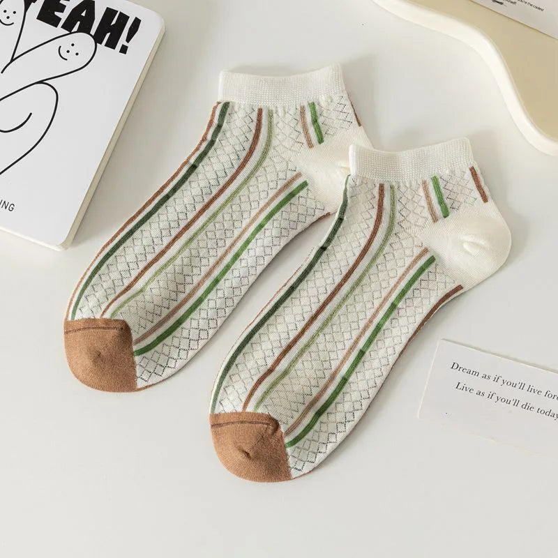 women's casual cartoon bamboo fiber hollow out ankle socks a pair