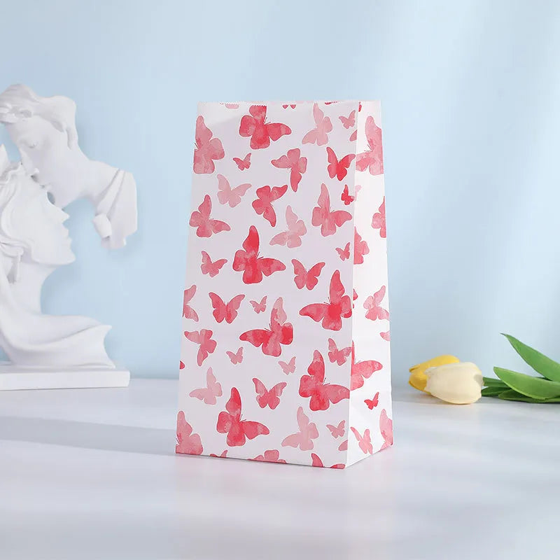 valentine's day cute stripe butterfly kraft paper party gift bags