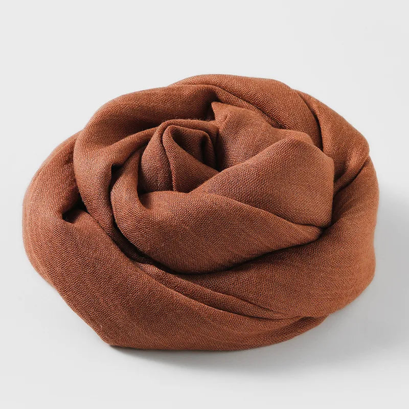 women's simple style solid color cotton and linen silk scarves