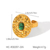 Wholesale Jewelry Casual Retro Irregular Oval Eye 304 Stainless Steel Natural Stone Turquoise 18K Gold Plated Polishing Plating Inlay Open Rings Rings