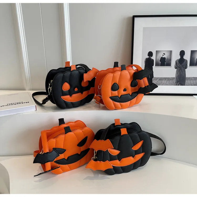 Halloween Funny Pumpkin Bag  New Fashion Color Contrast Personalized Creative Trendy One-Shoulder Women's Bag Cartoon Crossbody Bag