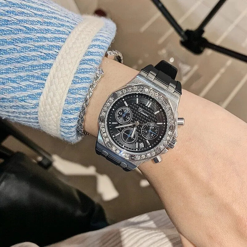 Casual Elegant Solid Color Buckle Quartz Watch Women's Watches