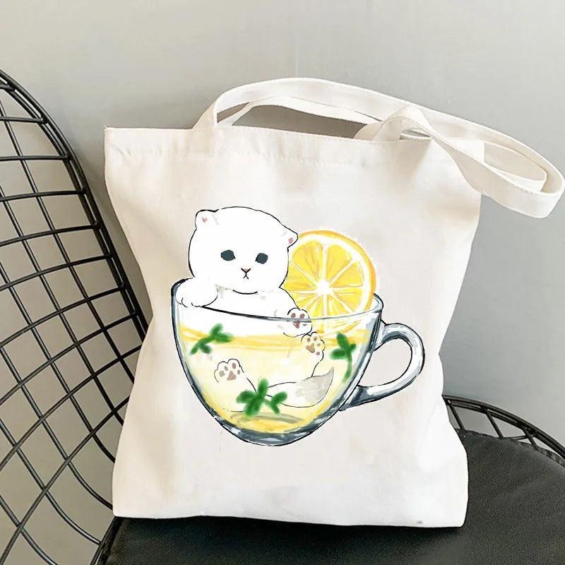women's cute cat shopping bags