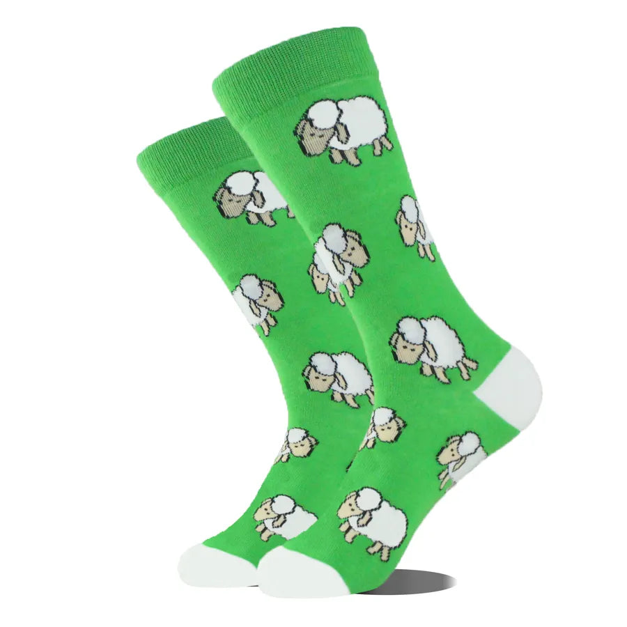 men's fashion cartoon nylon cotton printing crew socks a pair