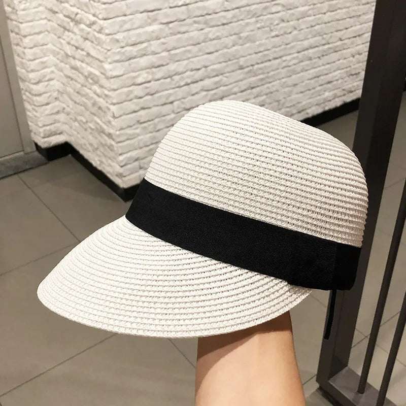 Unisex Basic Classic Style Solid Color Curved Eaves Straw Hat