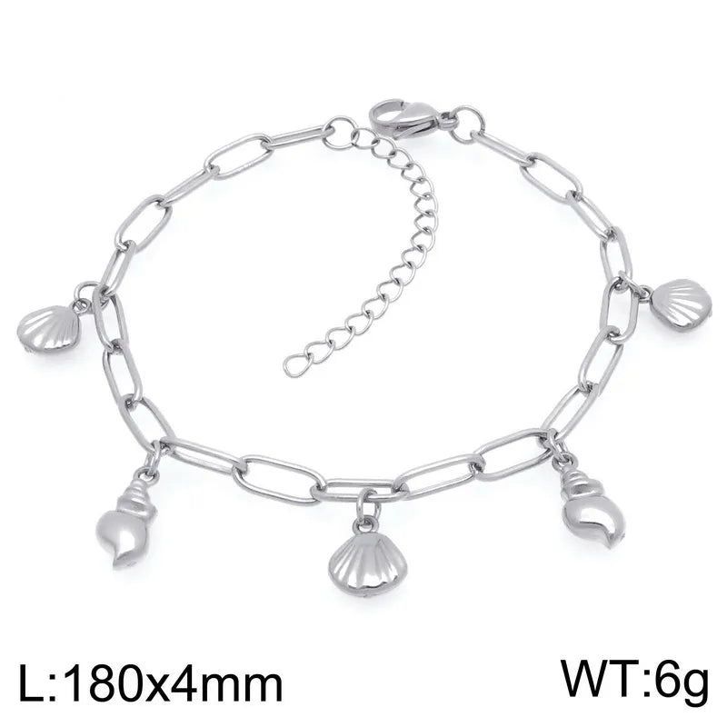 IG Style Vintage Style Cherry Ocean Butterfly 304 Stainless Steel 18K Gold Plated Paperclip Chain Bracelets In Bulk