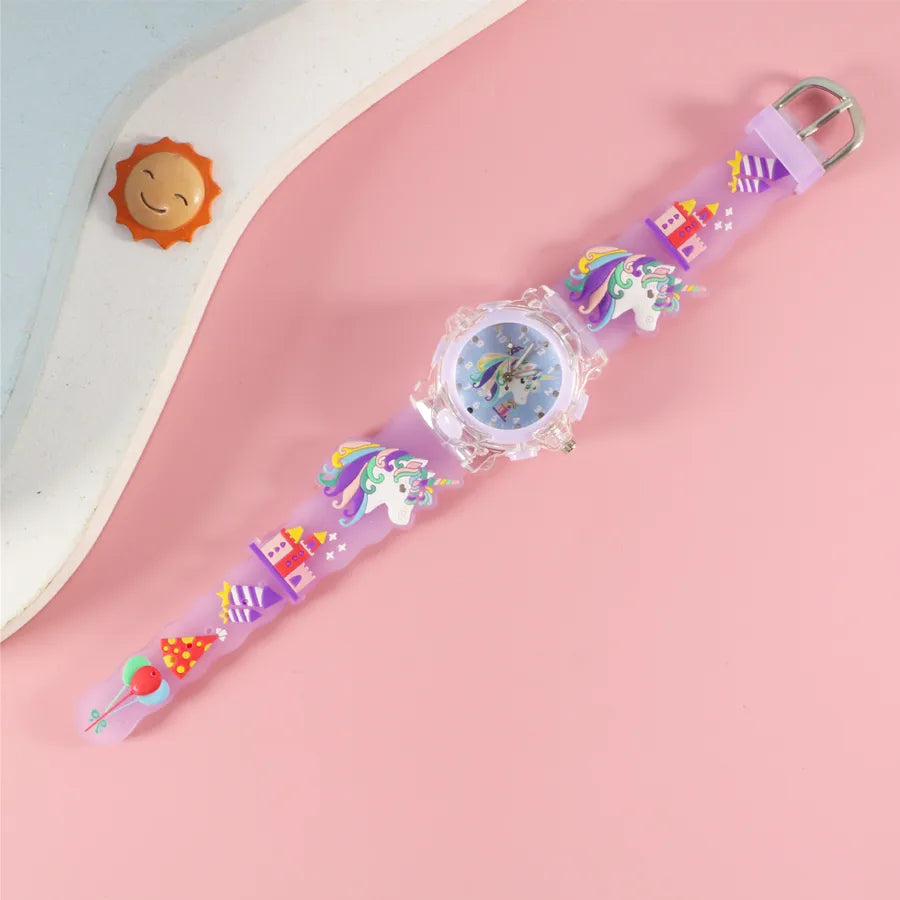 Children's Watch Creative Cartoon Quartz Color Shell Luminous Series Watch Primary School Boys and Girls 3D Viscose Watch