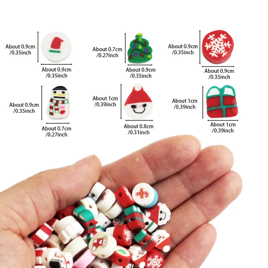 Colorful Christmas Soft Clay Snowflake Snowman Santa Claus Beads Jewelry Bracelet Making Kit Box Diy Christmas Ornaments