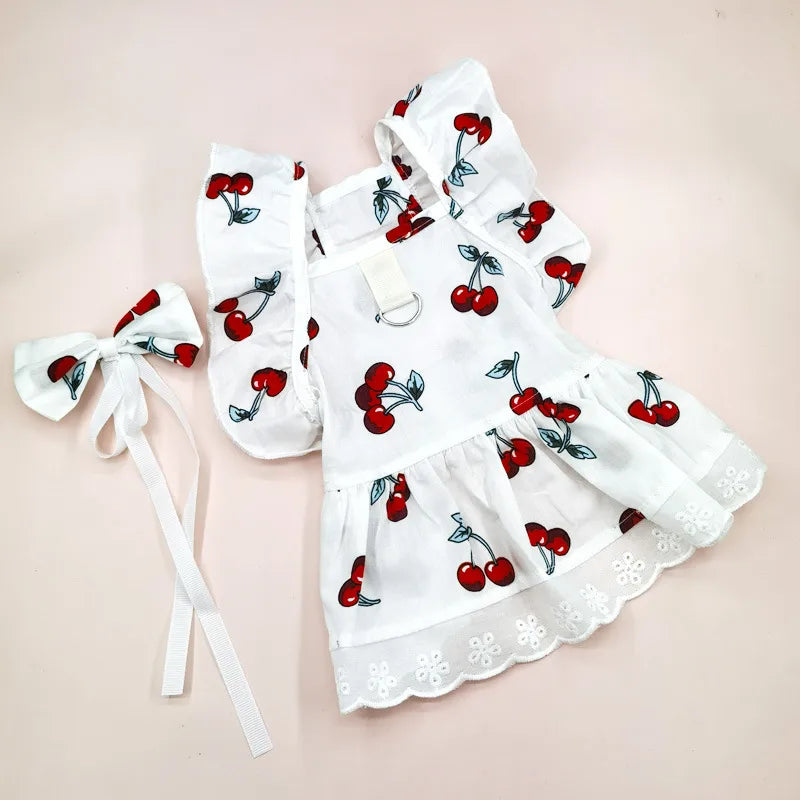 cute cotton flower bow knot pet clothing