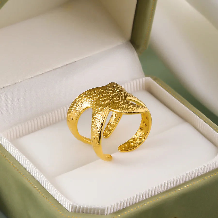 Wholesale Jewelry IG Style Elegant Retro Geometric Leaf Heart Shape 304 Stainless Steel Plating Open Rings