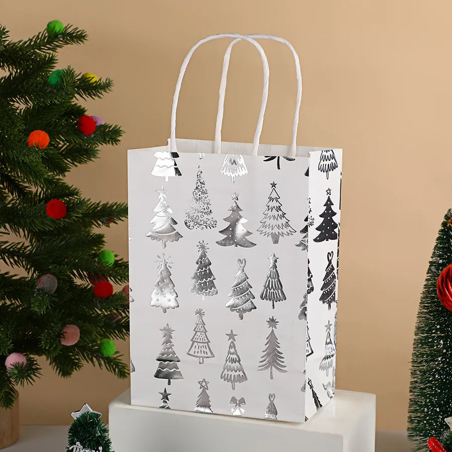 Cartoon Christmas Tree Deer Snowflake Holiday Party Gift Bags Snacks Packaging Bags Festive Design Universal Paper Bags
