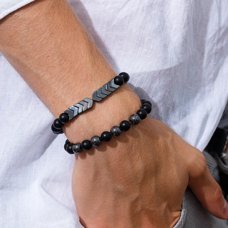 Hip-Hop Round natural stone Men's Bracelets Men Beaded Bracelets