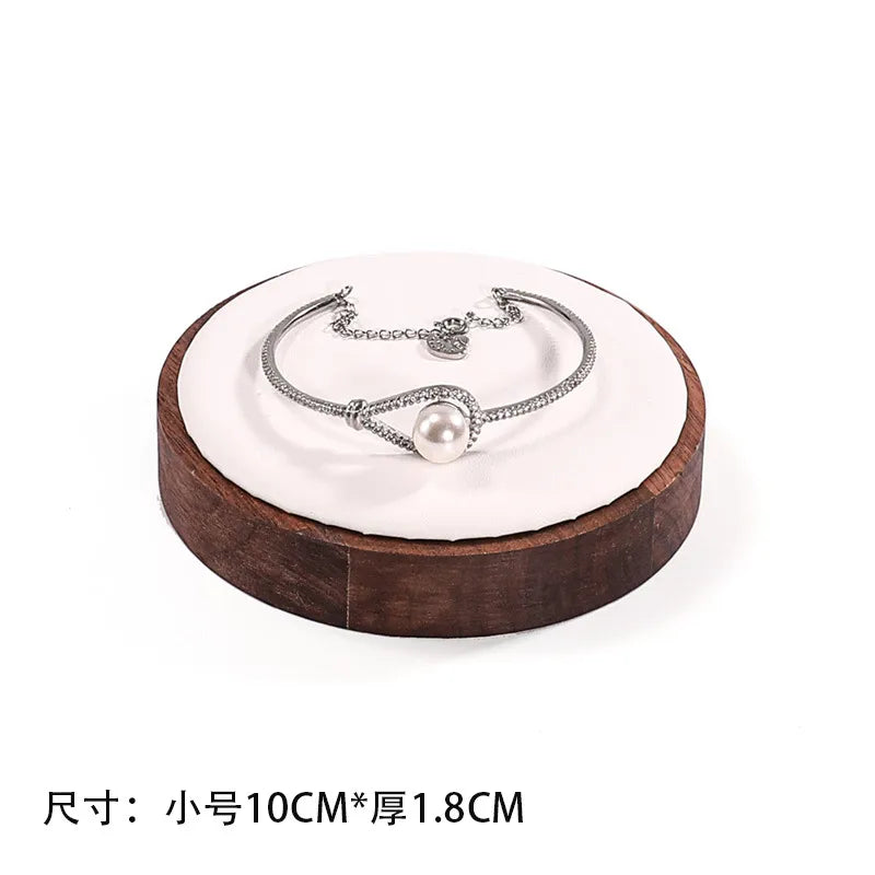 Walnut Round Bracelet Display Stand Chain Bracelet Tray Jewelry Accessory Show Props Solid Wood Hand Chain Display Plate