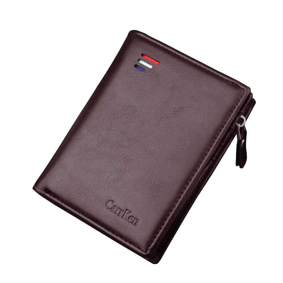 men's wallet short rfid anti-degaussing wallet buckle zipper bag dollar clip anti-theft brush