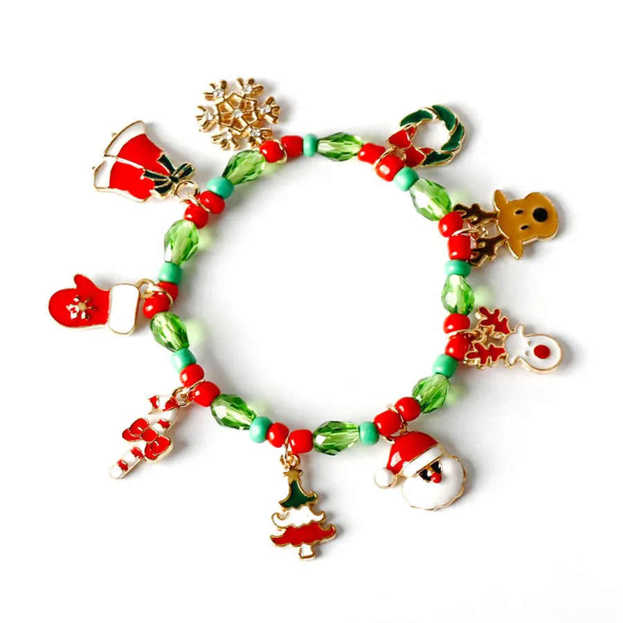 Creative Christmas Themed Bracelet Fashionable Alloy Snowflake Deer Design Festival Gift Asymmetric Electroplated Cartoon Style