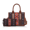 Women's Medium Canvas Stripe Vintage Style Square Zipper Bag Sets Handbag