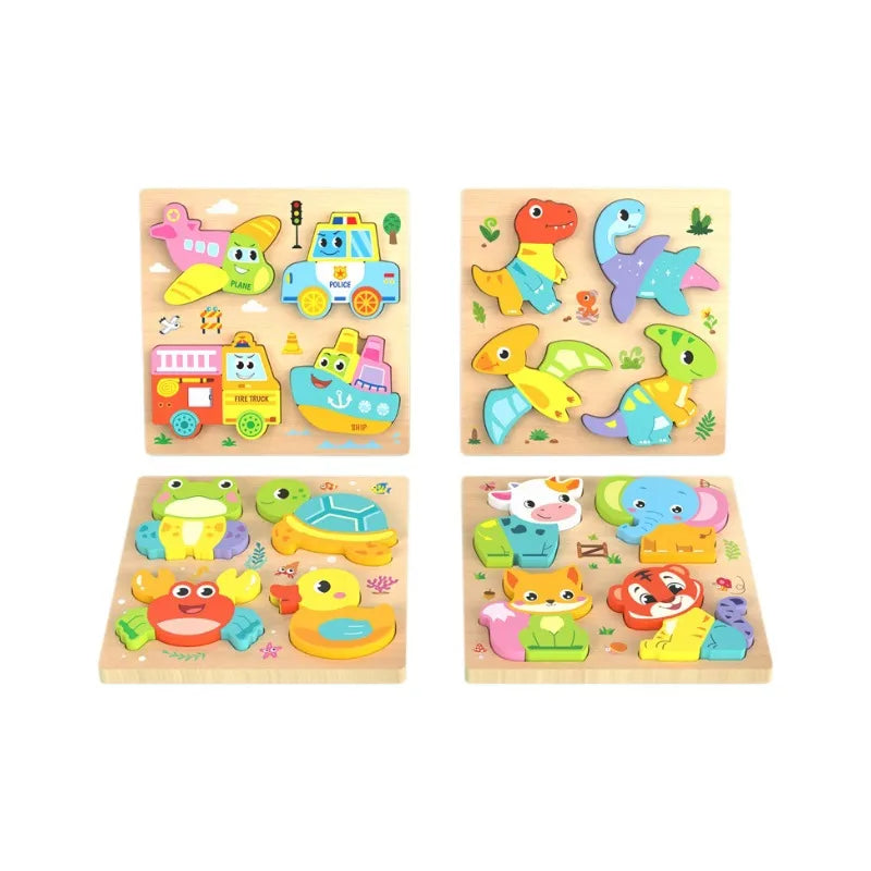 Mengshi Early Education Wooden Puzzle Baby Children Handmade Animal Shaped Gift Toy Educational Plaything For Toddler Kids