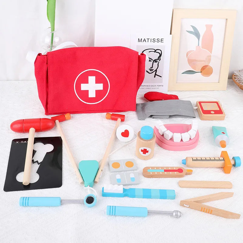 first-aid kit color block wood toys