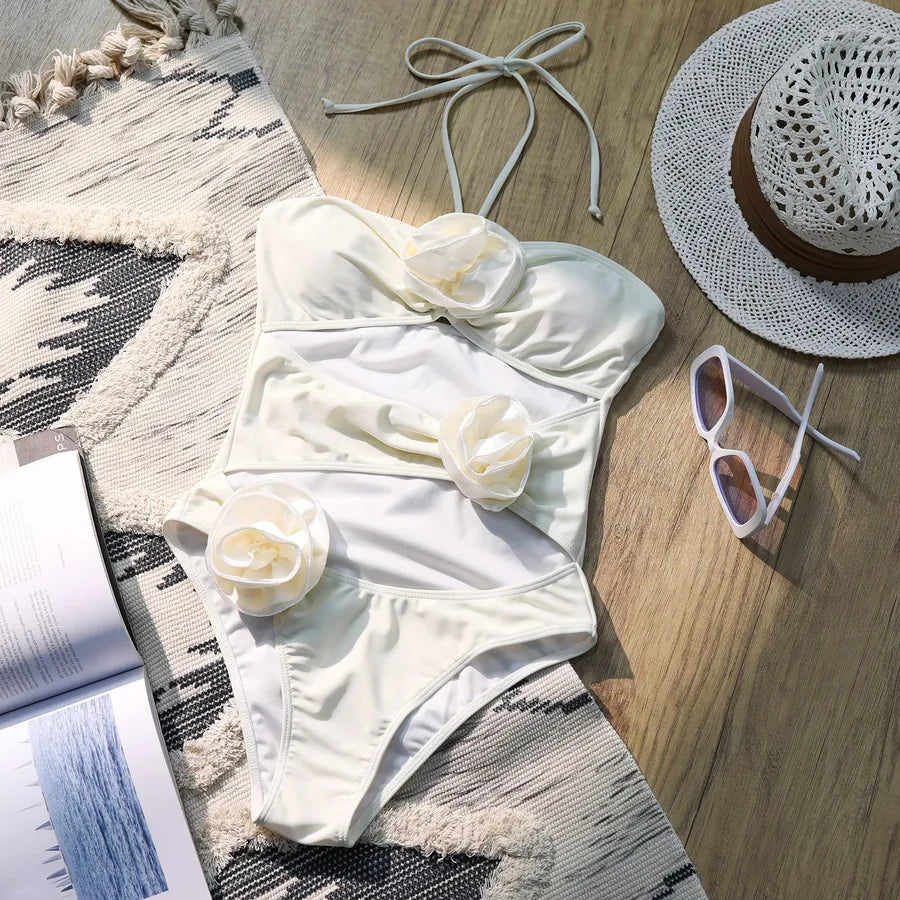 women's lady beach solid color 1 piece one piece swimwear